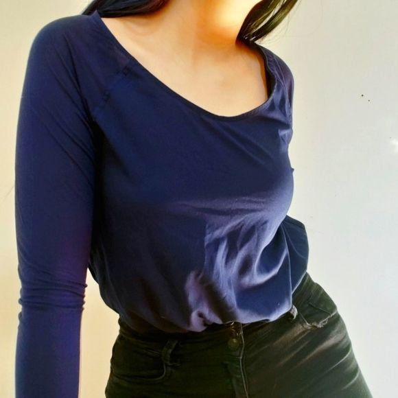 ✨2FOR15$✨French Connection Dark Blue/Navy Long sleeve T-Shirt - Picture 1 of 9